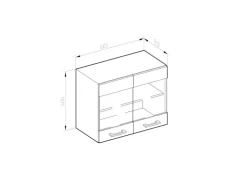 Vicco Küchenglasschrank R-Line Glashängeschrank Grau/Weiß 60 cm