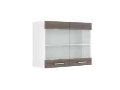 Vicco Küchenglasschrank R-Line Glashängeschrank Grau/Weiß 80 cm
