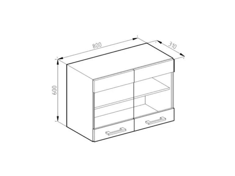 Vicco Küchenglasschrank R-Line Glashängeschrank Grau/Weiß 80 cm