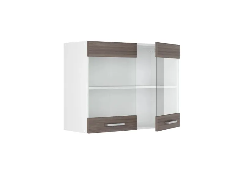 Vicco Küchenglasschrank R-Line Glashängeschrank Grau/Weiß 80 cm