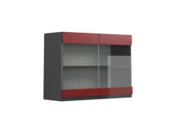 Vicco Küchenglasschrank R-Line Glashängeschrank Rot/Anthrazit 80 cm J-Shape