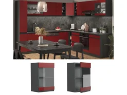 Vicco Küchenglasschrank R-Line Glashängeschrank Rot/Anthrazit 40 cm J-Shape