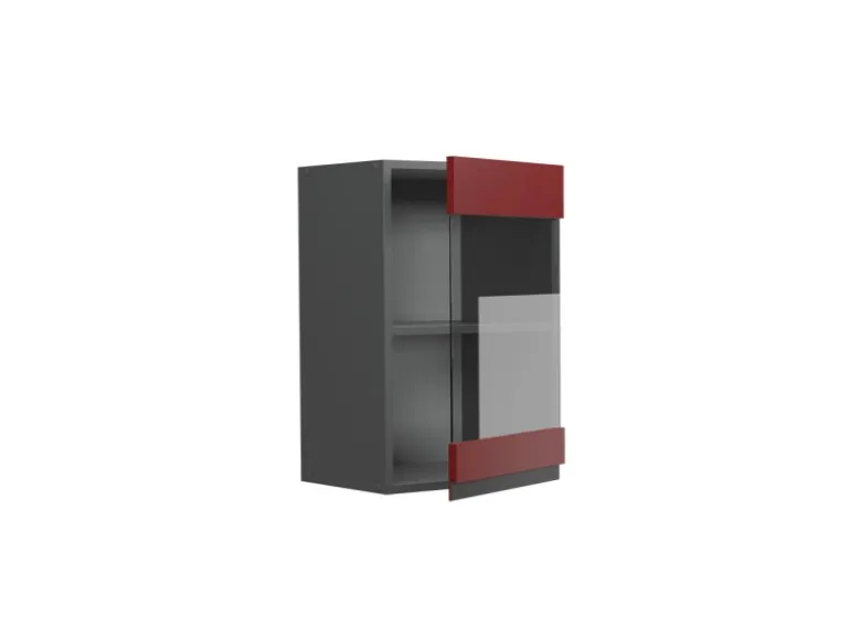 Vicco Küchenglasschrank R-Line Glashängeschrank Rot/Anthrazit 40 cm J-Shape