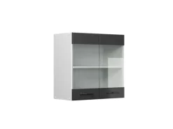 Vicco Küchenglasschrank R-Line Glashängeschrank Anthrazit Landhaus/Weiß 60 cm