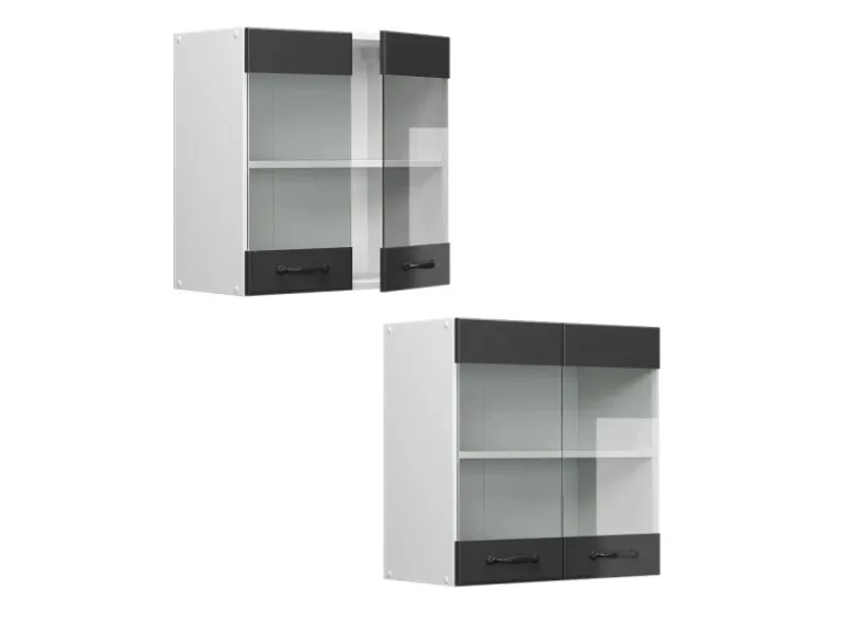 Vicco Küchenglasschrank R-Line Glashängeschrank Anthrazit Landhaus/Weiß 60 cm