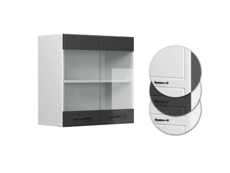 Vicco Küchenglasschrank R-Line Glashängeschrank Anthrazit Landhaus/Weiß 60 cm