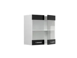 Vicco Küchenglasschrank R-Line Glashängeschrank Schwarz Hochglanz/Weiß 60 cm