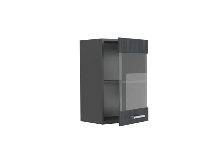 Vicco Küchenglasschrank R-Line Glashängeschrank Schwarz Beton/Anthrazit 40 cm