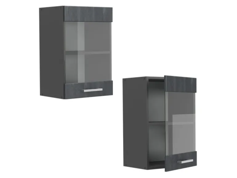 Vicco Küchenglasschrank R-Line Glashängeschrank Schwarz Beton/Anthrazit 40 cm