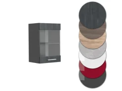 Vicco Küchenglasschrank R-Line Glashängeschrank Schwarz Beton/Anthrazit 40 cm