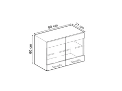 Vicco Küchenglasschrank R-Line Glashängeschrank Bordeaux Hochglanz/Anthrazit 80 cm