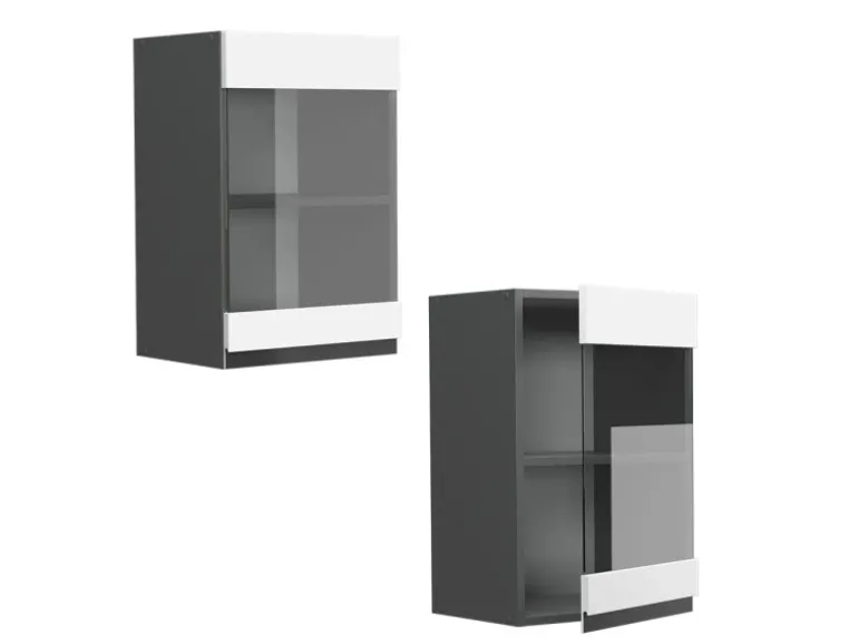 Vicco Küchenglasschrank R-Line Glashängeschrank Weiß/Anthrazit 40 cm J-Shape
