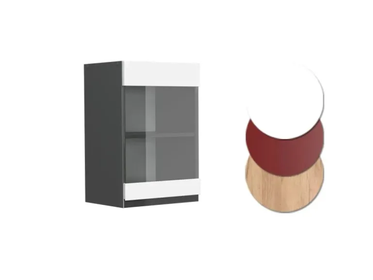 Vicco Küchenglasschrank R-Line Glashängeschrank Weiß/Anthrazit 40 cm J-Shape