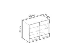 Vicco Küchenglasschrank R-Line Glashängeschrank Schwarz Beton/Weiß 60 cm