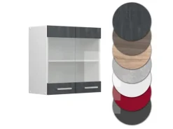 Vicco Küchenglasschrank R-Line Glashängeschrank Schwarz Beton/Weiß 60 cm