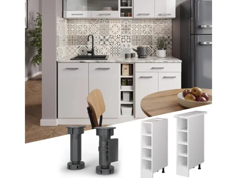 Vicco Küchenregal R-Line Offener Küchenschrank Weiß/Weiß 20 cm AP Marmor