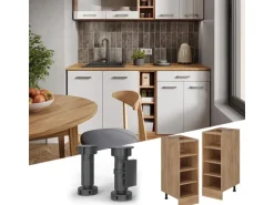 Vicco Küchenregal R-Line Offener Küchenschrank Goldkraft Eiche 30 cm AP Marmor