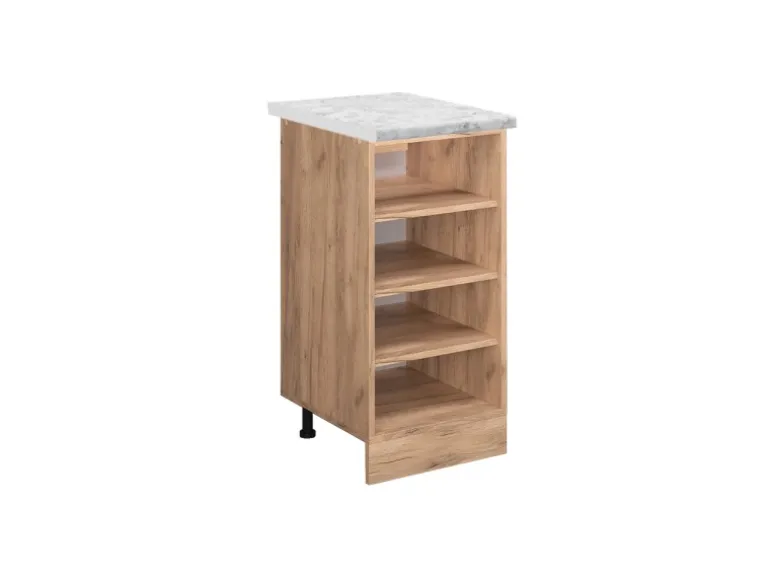 Vicco Küchenregal R-Line Offener Küchenschrank Goldkraft Eiche/Goldkraft Eiche AP Marmor mit Goldkraft Eiche Korpus