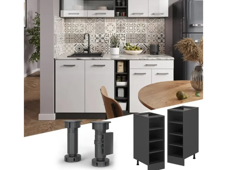 Vicco Küchenregal R-Line Offener Küchenschrank Anthrazit 30 cm ohne Arbeitsplatte