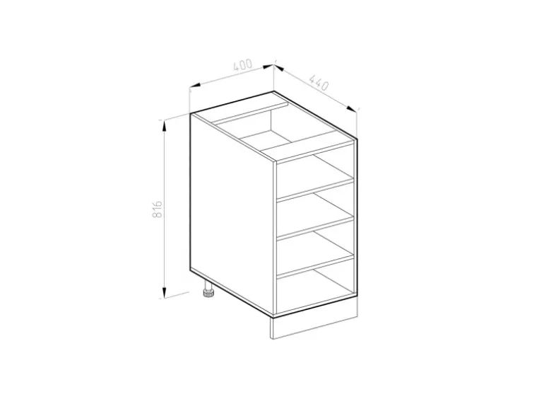 Vicco Küchenregal R-Line Offener Küchenschrank Weiß/Weiß 40 cm AP Marmor