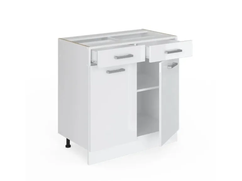 Vicco Küchenschrank R-Line Schubladenschrank für die Küche Weiß Hochglanz 80 cm AP Eiche
