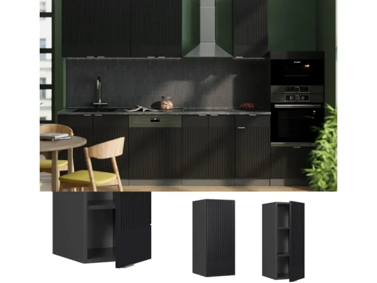 Vicco Küchenschränke Fame-Line Hängender Küchenschrank Schwarz Gestreift 30 cm