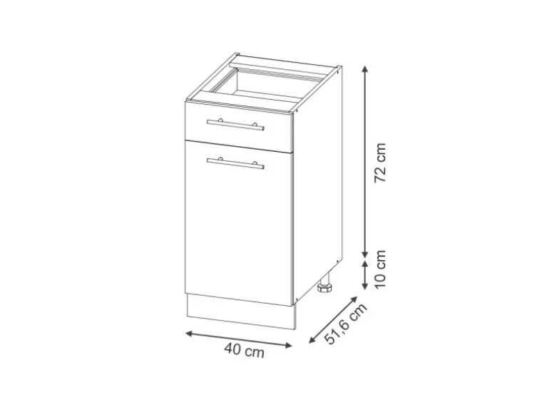 Vicco Küchenschränke Fame-Line Dunkelblau Hochglanz/Weiß 40 cm ohne Arbeitsplatte