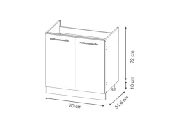 Vicco Küchenschränke Fame-Line Küchenunterschrank für die Spüle Schwarz Gestreift 80 cm AP Marmor