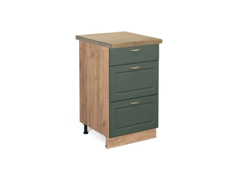 Vicco Küchenunterschrank Fame-Line Grün-Gold Landhaus/Goldkraft Eiche 50 cm AP Eiche