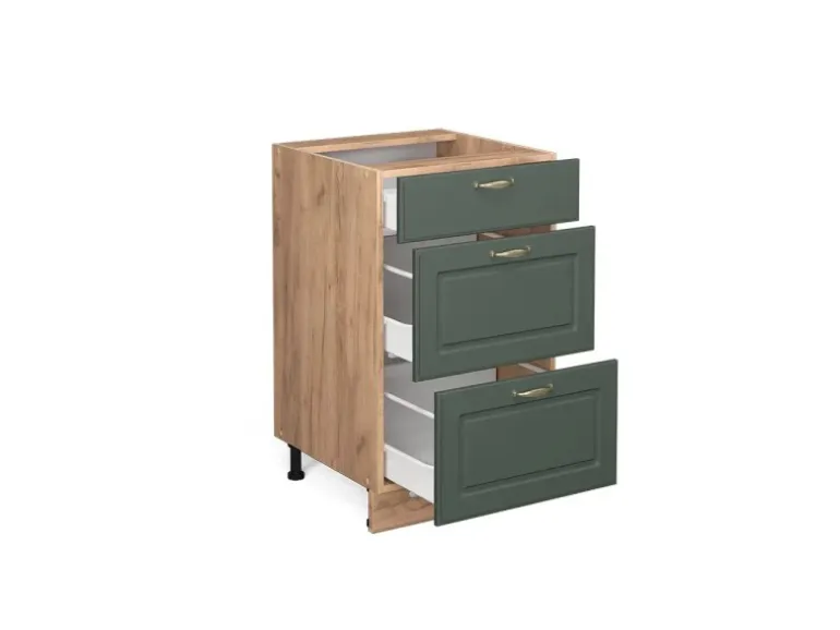 Vicco Küchenunterschrank Fame-Line Grün-Gold Landhaus/Goldkraft Eiche 50 cm AP Eiche