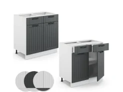 Vicco Küchenunterschrank Fame-Line Anthrazit/Weiß 80 cm ohne Arbeitsplatte