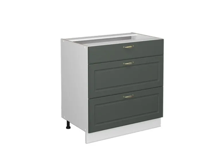 Vicco Küchenunterschrank Fame-Line Grün-Gold Landhaus/Weiß 80 cm mit 3 Schubladen ohne Arbeitsplatte