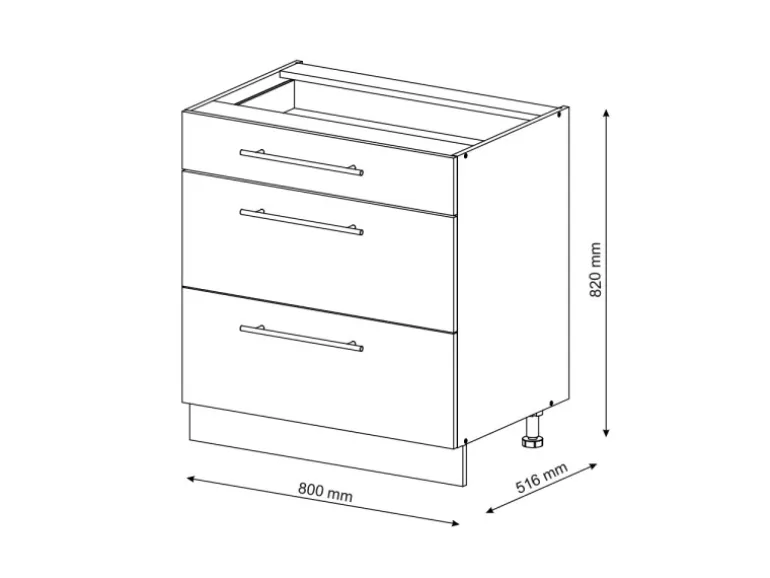 Vicco Küchenunterschrank Fame-Line Grün-Gold Landhaus/Weiß 80 cm mit 3 Schubladen ohne Arbeitsplatte