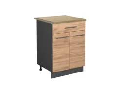 Vicco Küchenunterschrank Fame-Line Goldkraft Eiche/Anthrazit 60 cm mit Schublade AP Eiche