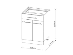 Vicco Küchenunterschrank Fame-Line Goldkraft Eiche/Anthrazit 60 cm mit Schublade AP Eiche