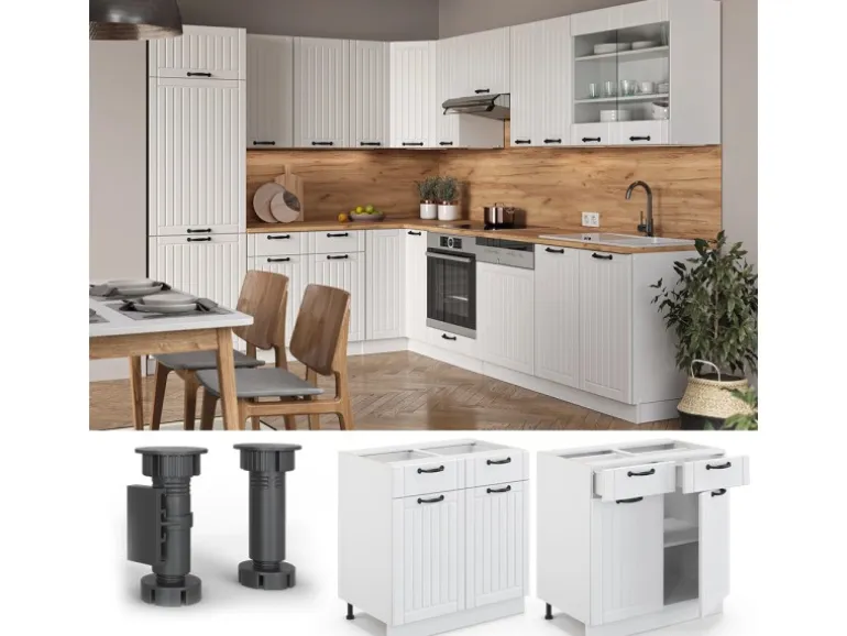 Vicco Küchenunterschrank Fame-Line Weiß Landhaus/Weiß 80 cm ohne Arbeitsplatte