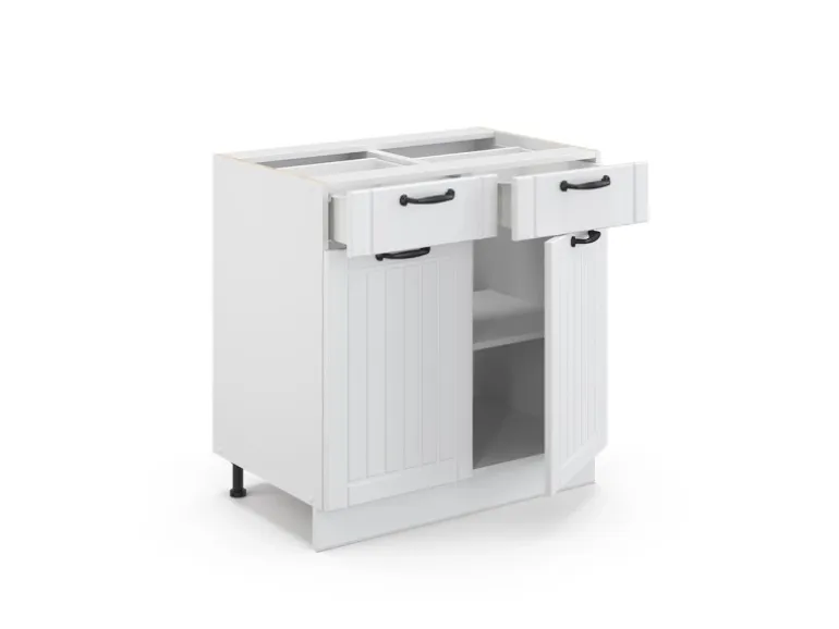 Vicco Küchenunterschrank Fame-Line Weiß Landhaus/Weiß 80 cm ohne Arbeitsplatte