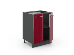 Vicco Küchenunterschrank Fame-Line Bordeaux Hochglanz/Anthrazit 60 cm ohne Arbeitsplatte