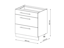 Vicco Küchenunterschrank Fame-Line Grün-Gold Landhaus/Goldkraft Eiche 80 cm mit 3 Schubladen ohne Arbeitsplatte