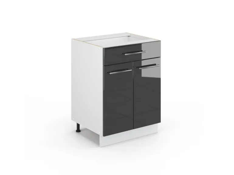 Vicco Küchenunterschrank Fame-Line Anthrazit Hochglanz/Weiß 60 cm mit Schublade ohne Arbeitsplatte