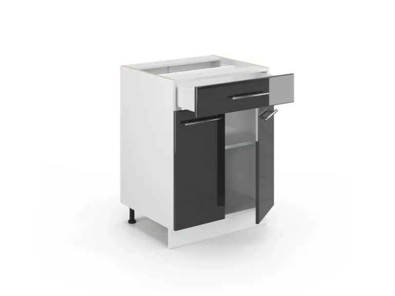 Vicco Küchenunterschrank Fame-Line Anthrazit Hochglanz/Weiß 60 cm mit Schublade ohne Arbeitsplatte