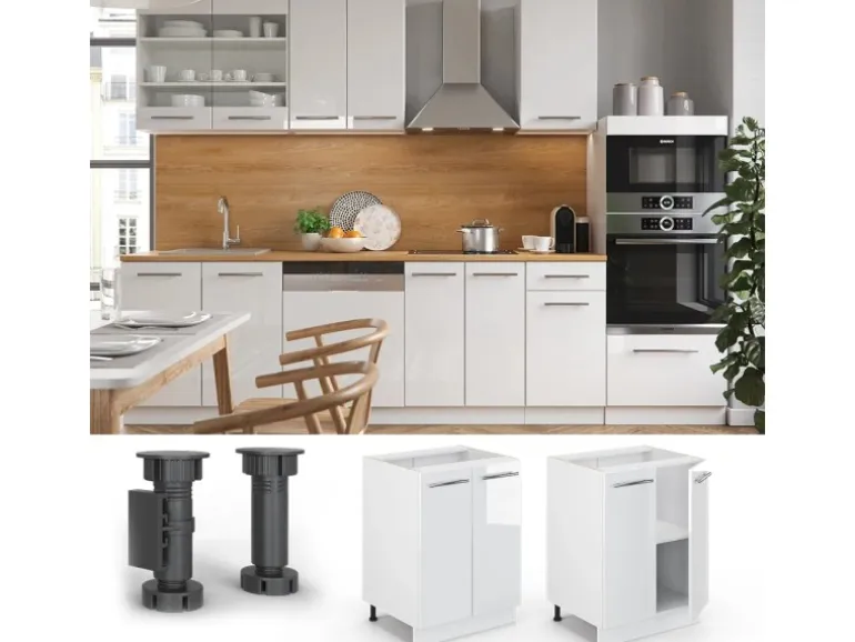 Vicco Küchenunterschrank Fame-Line Weiß Hochglanz/Weiß 60 cm ohne Arbeitsplatte