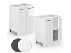 Vicco Küchenunterschrank Fame-Line Weiß Hochglanz/Weiß 60 cm ohne Arbeitsplatte