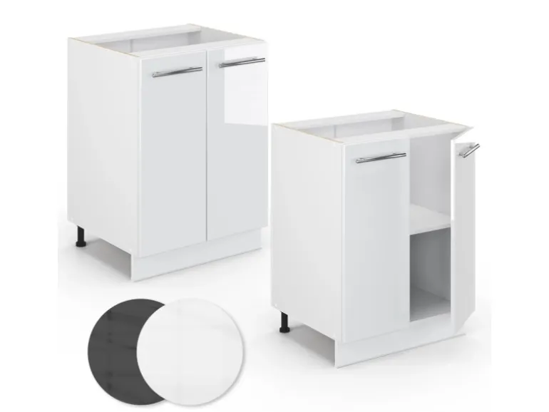 Vicco Küchenunterschrank Fame-Line Weiß Hochglanz/Weiß 60 cm ohne Arbeitsplatte