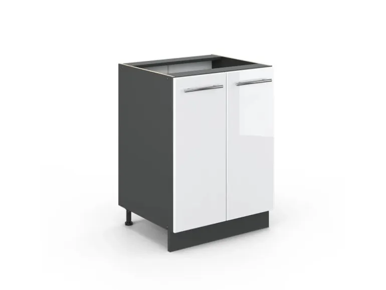 Vicco Küchenunterschrank Fame-Line Weiß Hochglanz/Anthrazit 60 cm ohne Arbeitsplatte