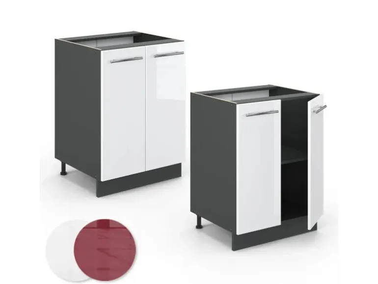 Vicco Küchenunterschrank Fame-Line Weiß Hochglanz/Anthrazit 60 cm ohne Arbeitsplatte