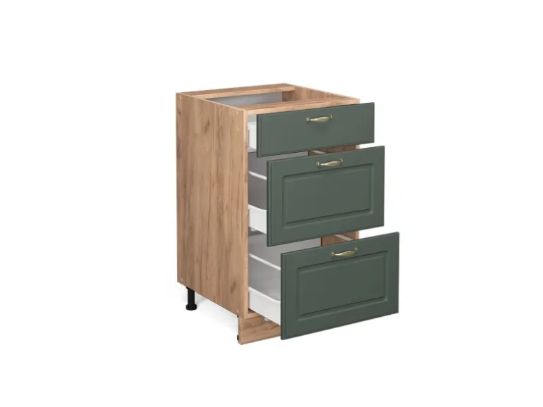 Vicco Küchenunterschrank Fame-Line Grün-Gold Landhaus/Goldkraft Eiche 50 cm ohne Arbeitsplatte