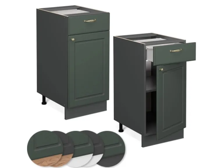 Vicco Küchenunterschrank Fame-Line Grün-Gold Landhaus/Anthrazit 40 cm ohne Arbeitsplatte
