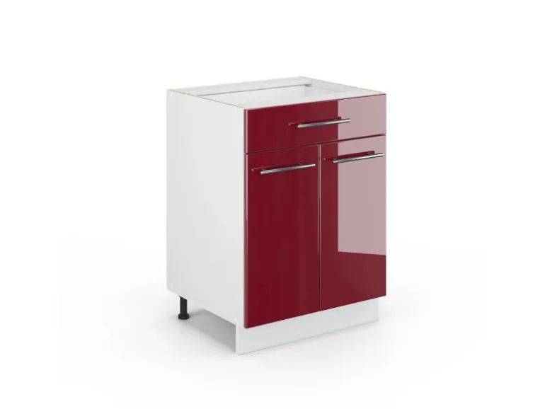 Vicco Küchenunterschrank Fame-Line Bordeaux Hochglanz 60 cm mit Schublade ohne Arbeitsplatte