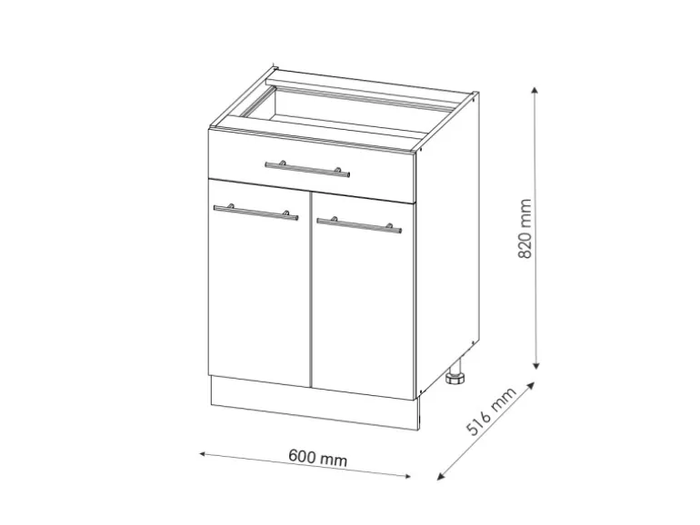 Vicco Küchenunterschrank Fame-Line Bordeaux Hochglanz 60 cm mit Schublade ohne Arbeitsplatte